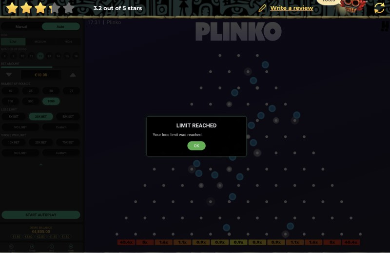 Jogar Plinko com criptomoedas